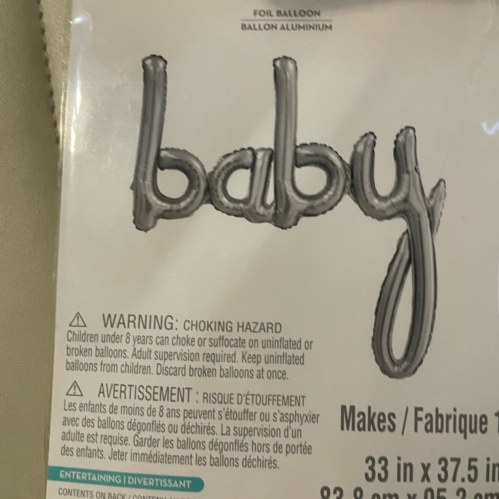 silver “baby”  foil ballon